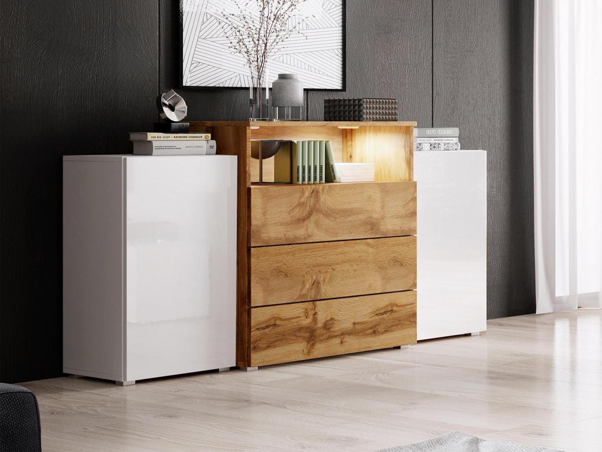 SIDEBOARD Urban III - Eiche Wotan/Alufarben, Holzwerkstoff/Kunststoff (150/81/39cm) - MIRJAN24