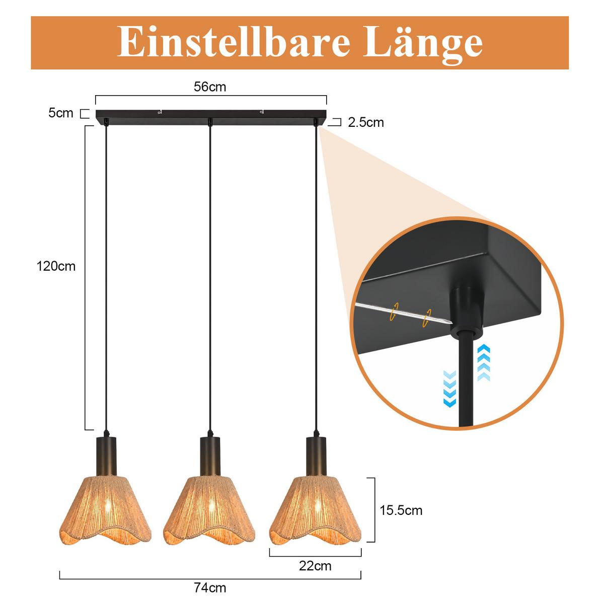 PENDELLEUCHTE Zachary 74/56/120 cm - Braun, Metall (74/56/120cm) - ZMH