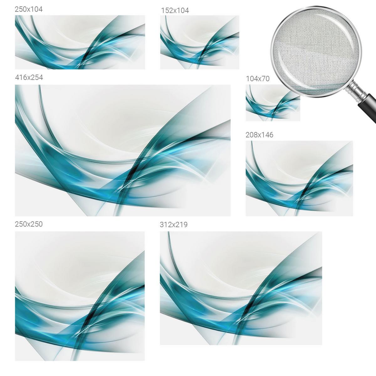 FOTOTAPETE 312x219 cm - Blaue Wellen - Weiß, Textil (312/219cm) - Wallfluent