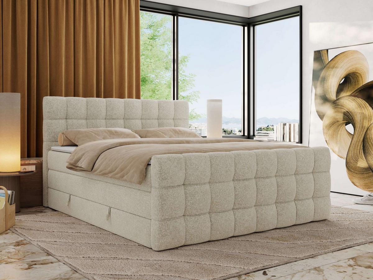 BOXSPRINGBETT ALTIVO KING DUO 180/200 - Creme Strukture - H3 - Creme, Textil (180/200cm) - MKS