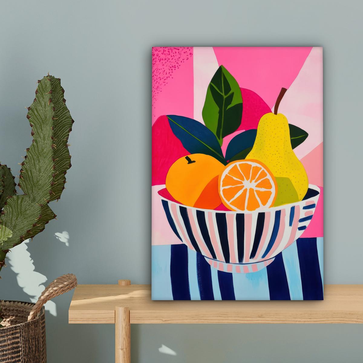 LEINWANDBILD Obst - Abstrakter Hintergrund - Rosa Deko Wohnzimmer 20x30 cm - Pink, Textil (20/30cm) - MuchoWow