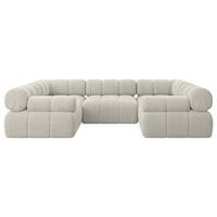 WOHNLANDSCHAFT modulares Sofa Birno-U1 - 285x190x70 cm Creme Cord - Hellgrau/Creme, Holzwerkstoff/Textil (285/70/190cm) - ALTDECOR