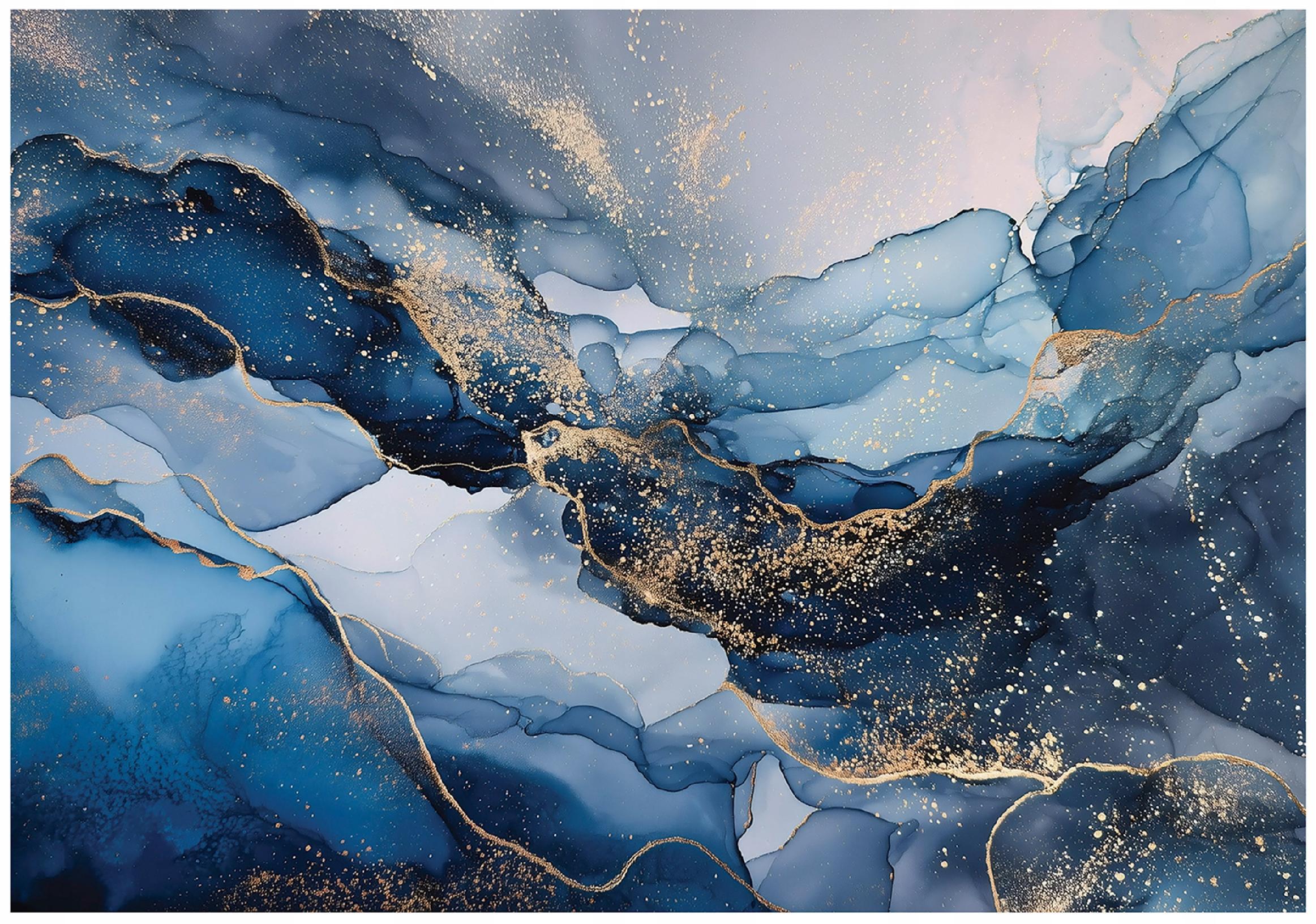 FOTOTAPETE Marmor Glamour Blau 300x210 cm - Multicolor, Papier (300/210cm) - Wallarena
