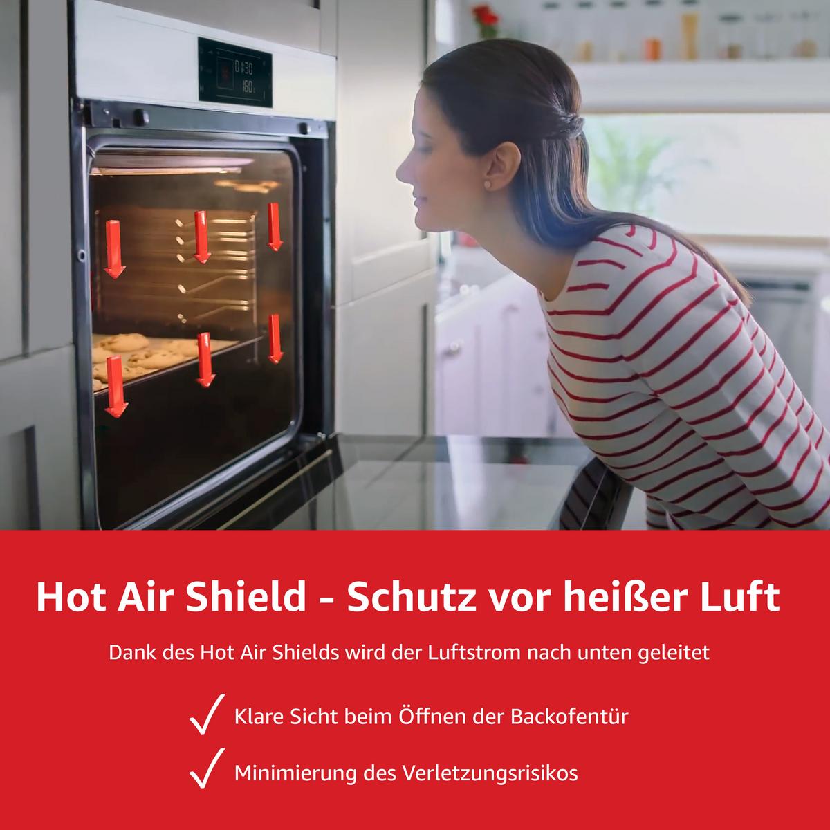 HERDSET, Backofen mit Grill und Umluft, Rahmenloses Glaskeramik-Kochfeld mit 4 Zonen, Hot Air Shield, 65 Liter, 60 cm, Edelstahl - Schwarz, Keramik/Metall (59.5/59.5/57cm) - Telefunken