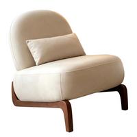 SESSEL Samt Camel Armlos Holzbeine Lounge Lesesessel Wohnzimmer - Hellbraun, Textil (86.9/69.9/72.1cm) - Urban Meuble
