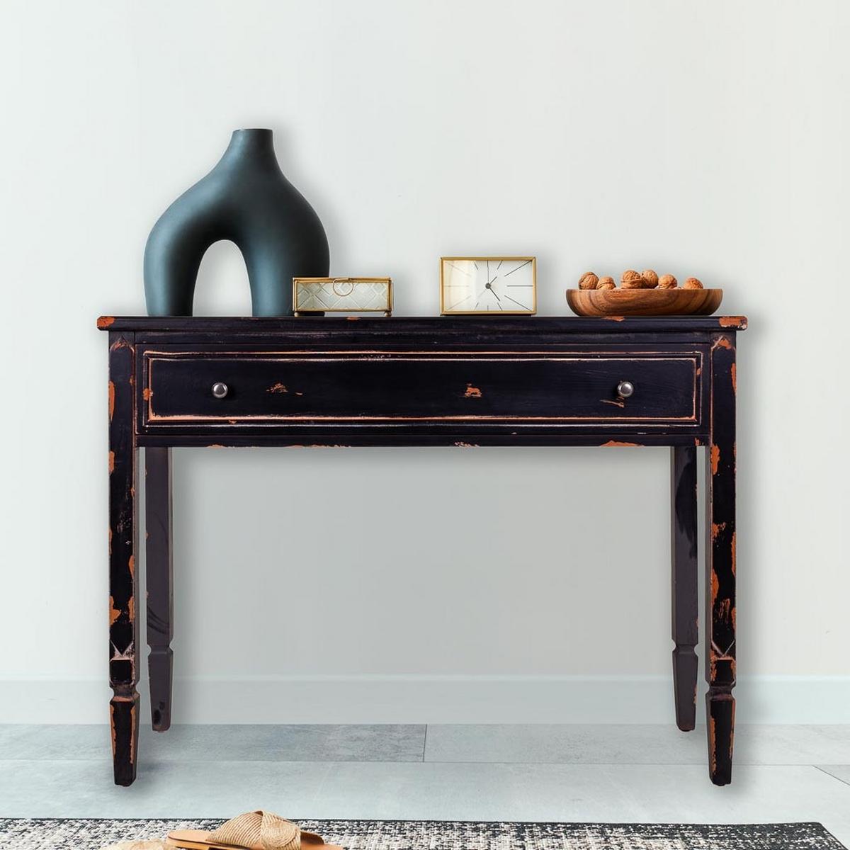 KONSOLE aus holz 112x38x82 cm Schwarz - Schwarz, Holz (38/112/82cm) - Wanderlust