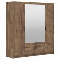 DREHTÜRENSCHRANK Elena mit 4 Türen, 2 Schubladen und Spiegel, 176 cm, Eiche Lefkas - Eichefarben, Holzwerkstoff (176/190/53cm) - Beautysofa