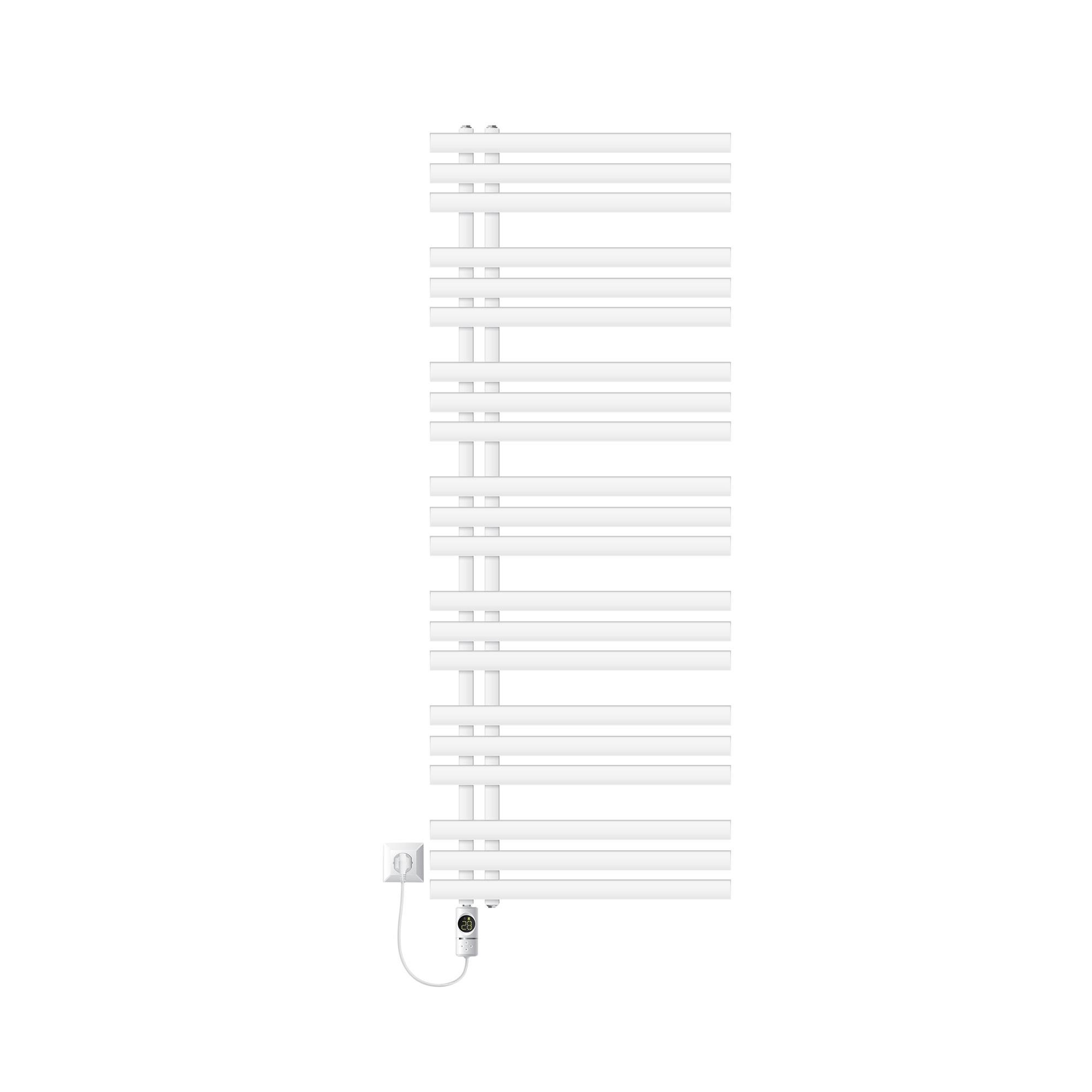 BADHEIZKÖRPER elektrisch IRON EM 600x1600 mm Weiß mit Heizstab 1200W Digital - Weiß, Metall (60/160/3cm) - LuxeBath