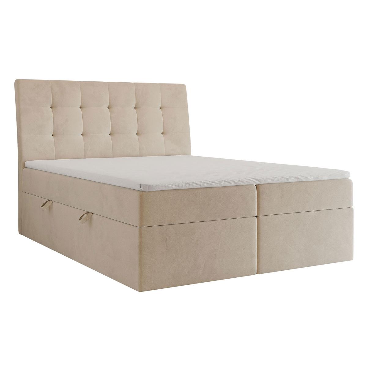 BOXBETT 180x200 cm mit Topper - Creme, Textil (180/200cm) - Idohome