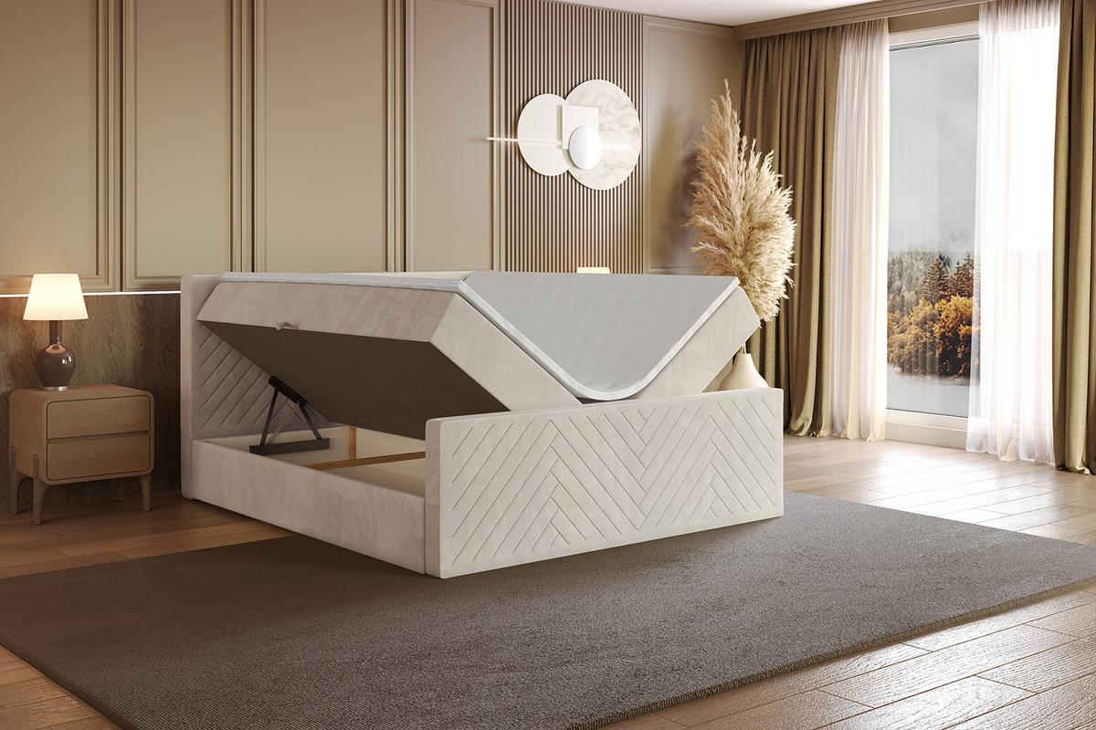 BOXBETT mit Matratze und Lattenrost - VEXA-Z - 200x200 - Beige Casablanca - Beige, Holzwerkstoff (200/200cm) - ALTDECOR