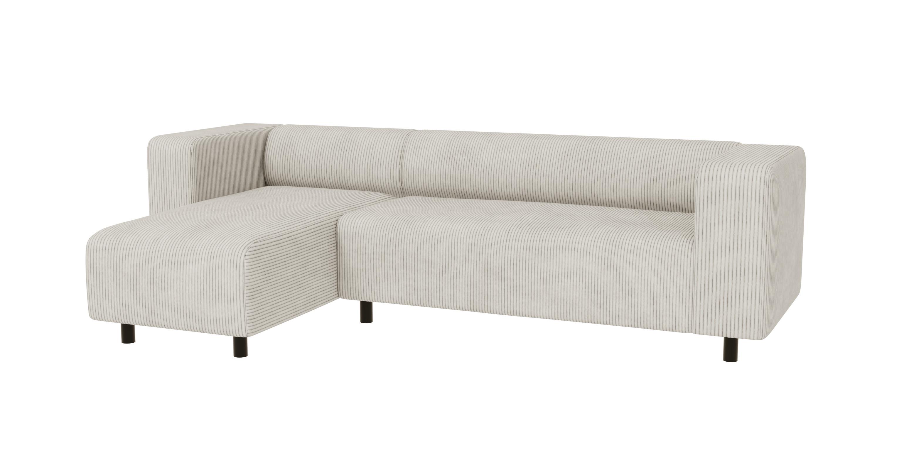ECKSOFA Tove Beige Cord - Ottomane links - Beige/Schwarz, Holz/Kunststoff (240/142cm) - S-Style Möbel
