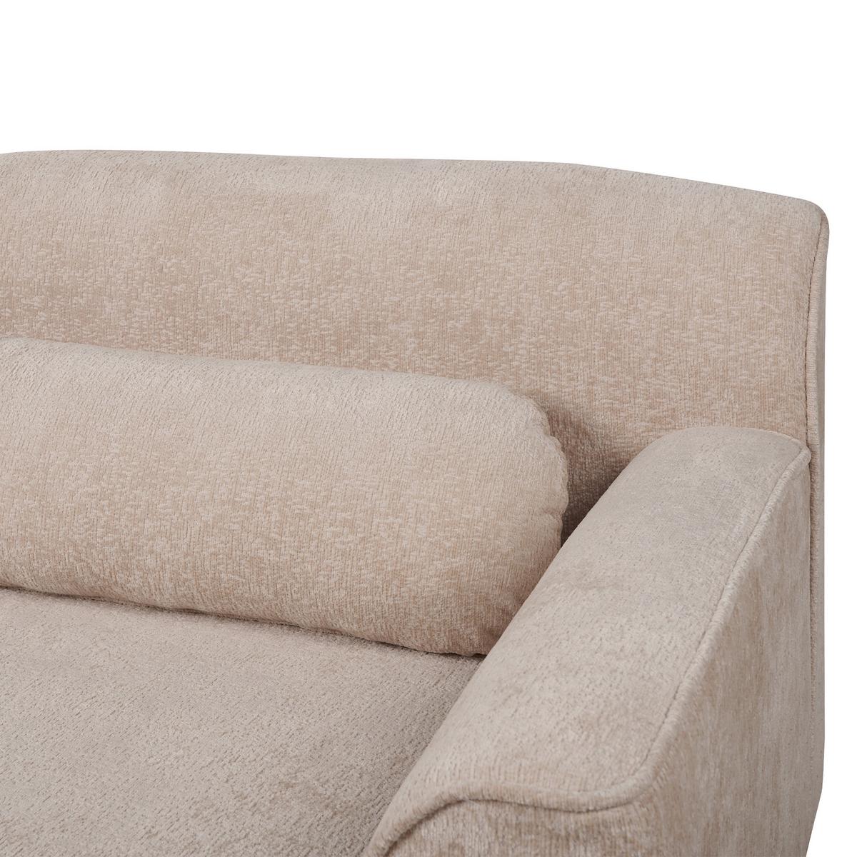 ECKSOFA 3-Sitzer Chenillegewebe Beige linksseitig Simos - Beige, Textil (264/82cm) - Beliani