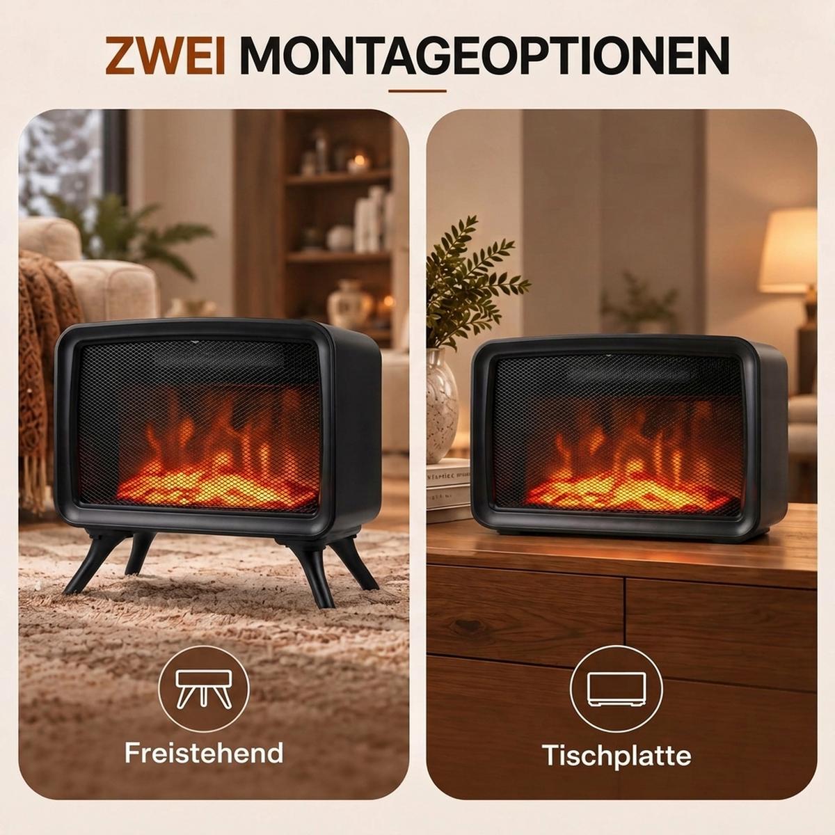 ELEKTROKAMIN ABS Stahl Schwarz - Schwarz, Kunststoff (18/30/35.5cm) - HOMCOM