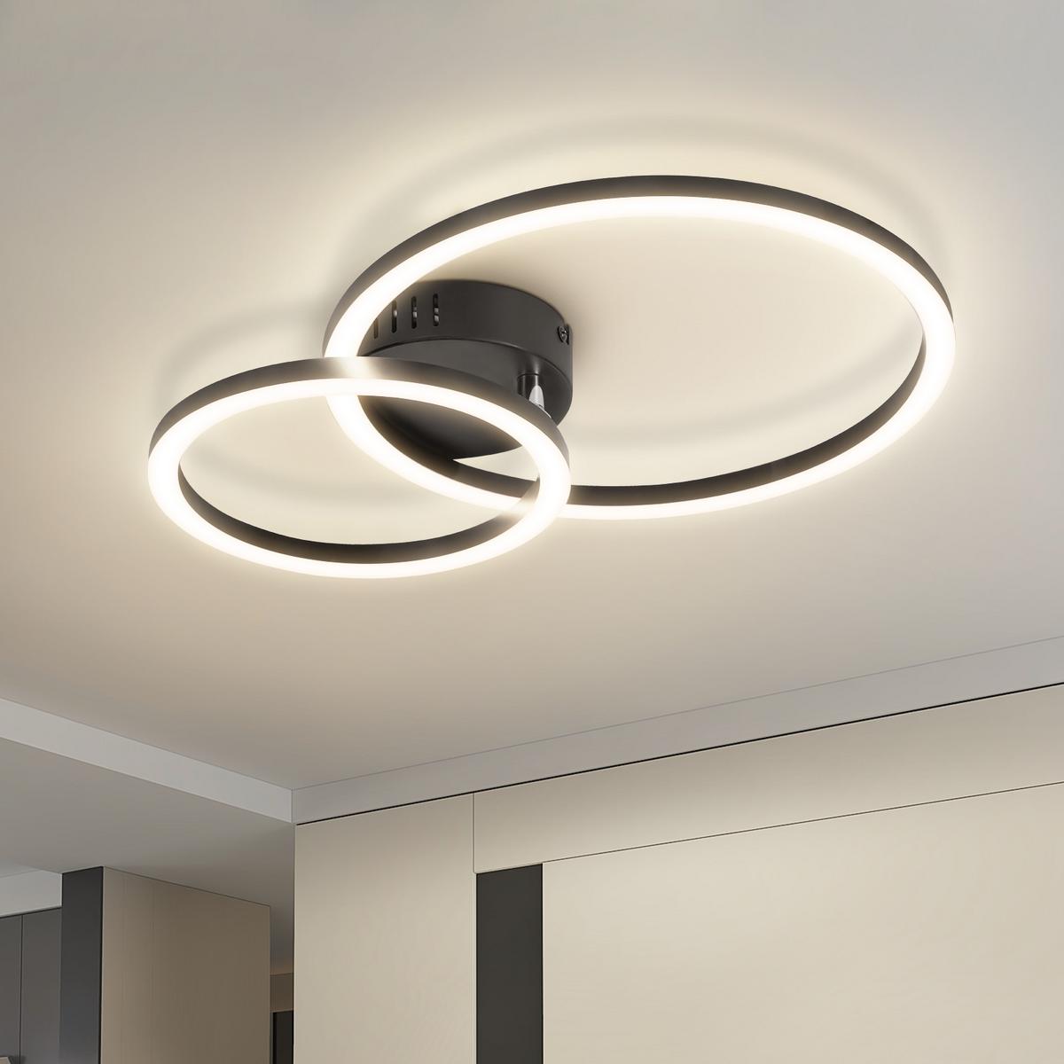 LED DECKENLEUCHTE Lrisal 40.5/30/6.7 cm - Schwarz, Kunststoff (40.5/30/6.7cm) - ZMH