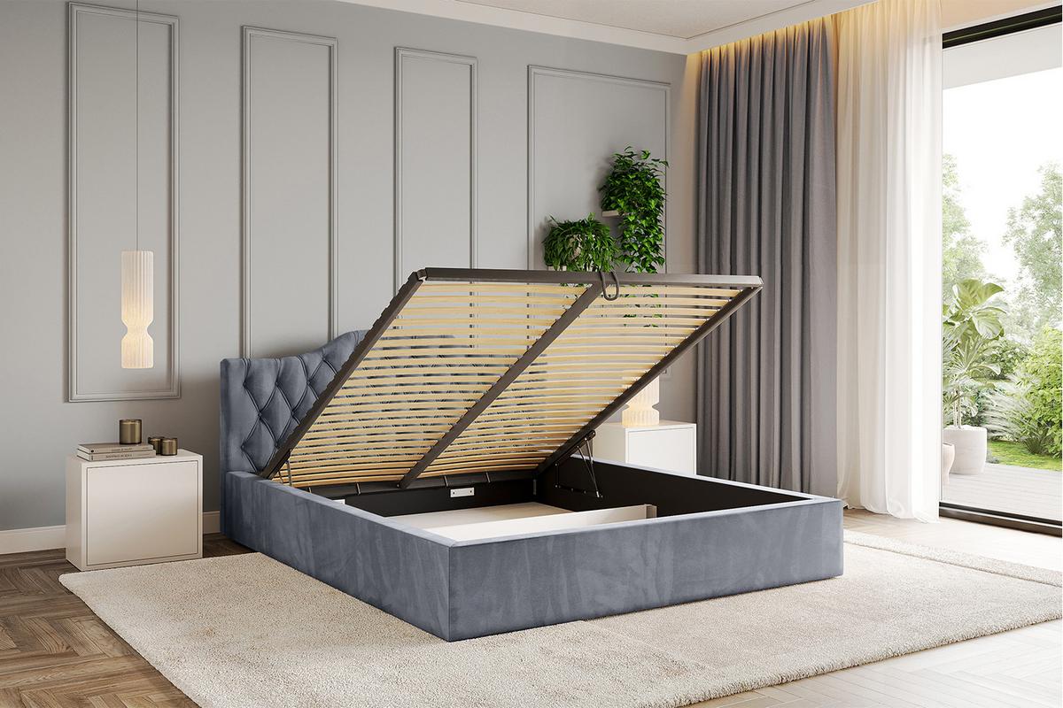 POLSTERBETT mit Bettkasten und Lattenrost, Bett mit Matratze H3/H4 - FALIO-V1 120x200 Grau - Grau, Holzwerkstoff/Textil (120/200cm) - ALTDECOR