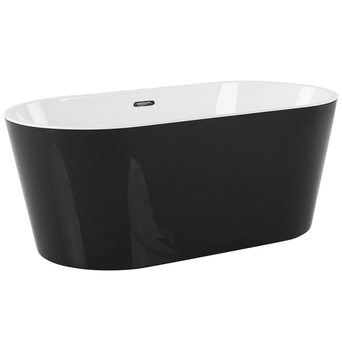 BADEWANNE FREISTEHEND 72/170/59 cm Schwarz Havana - Schwarz, Kunststoff (73/59/170cm) - Beliani