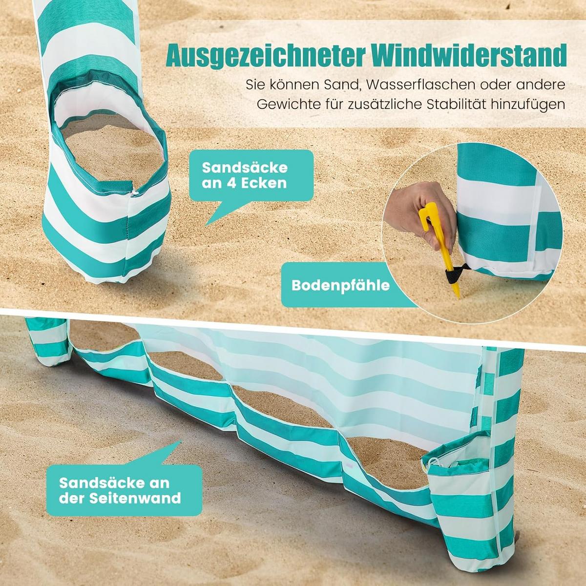 STRANDZELT grün - Multicolor, Textil (183/240/183cm) - COSTWAY