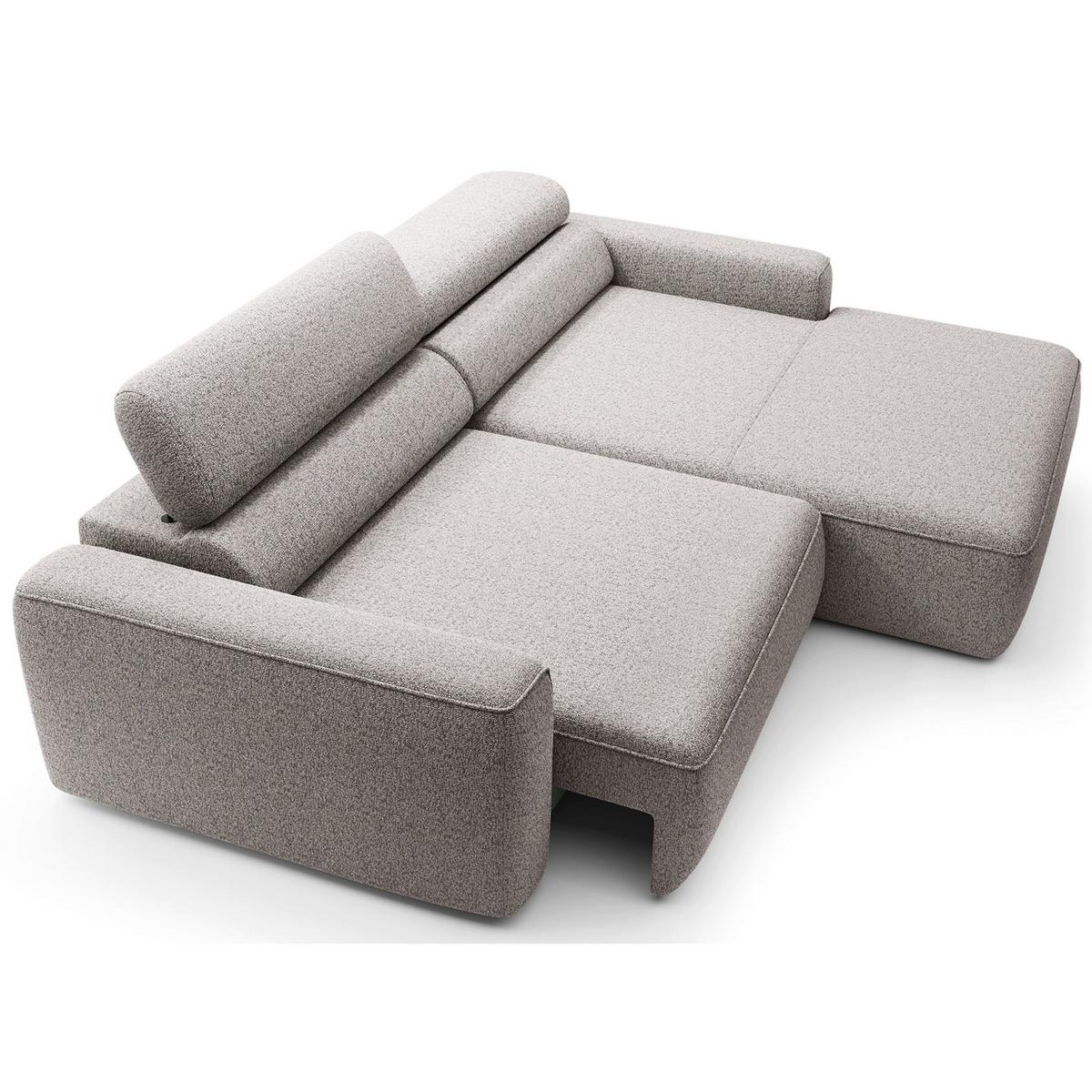 ECKSOFA Fando mit Schlaffunktion, L-Form, 4-Sitzer 252 cm, rechts Flechtstoff Greige - Taupe/Schwarz, Holz/Kunststoff (182/252cm) - Selsey