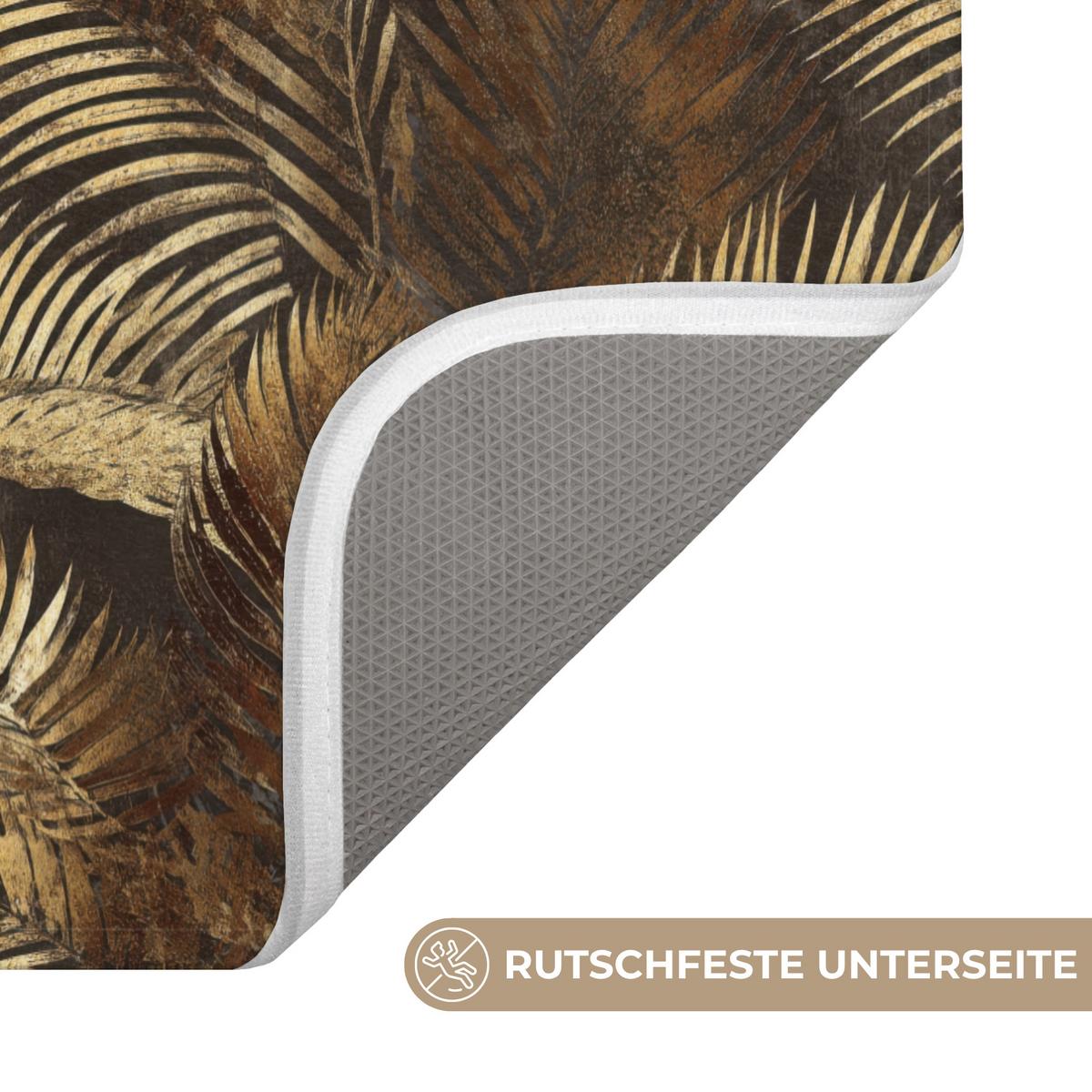 WC-VORLEGER Tropisch - Blätter - Gold WC Teppich 40x60 cm - Goldfarben, Textil (40/1cm) - OnlyWow