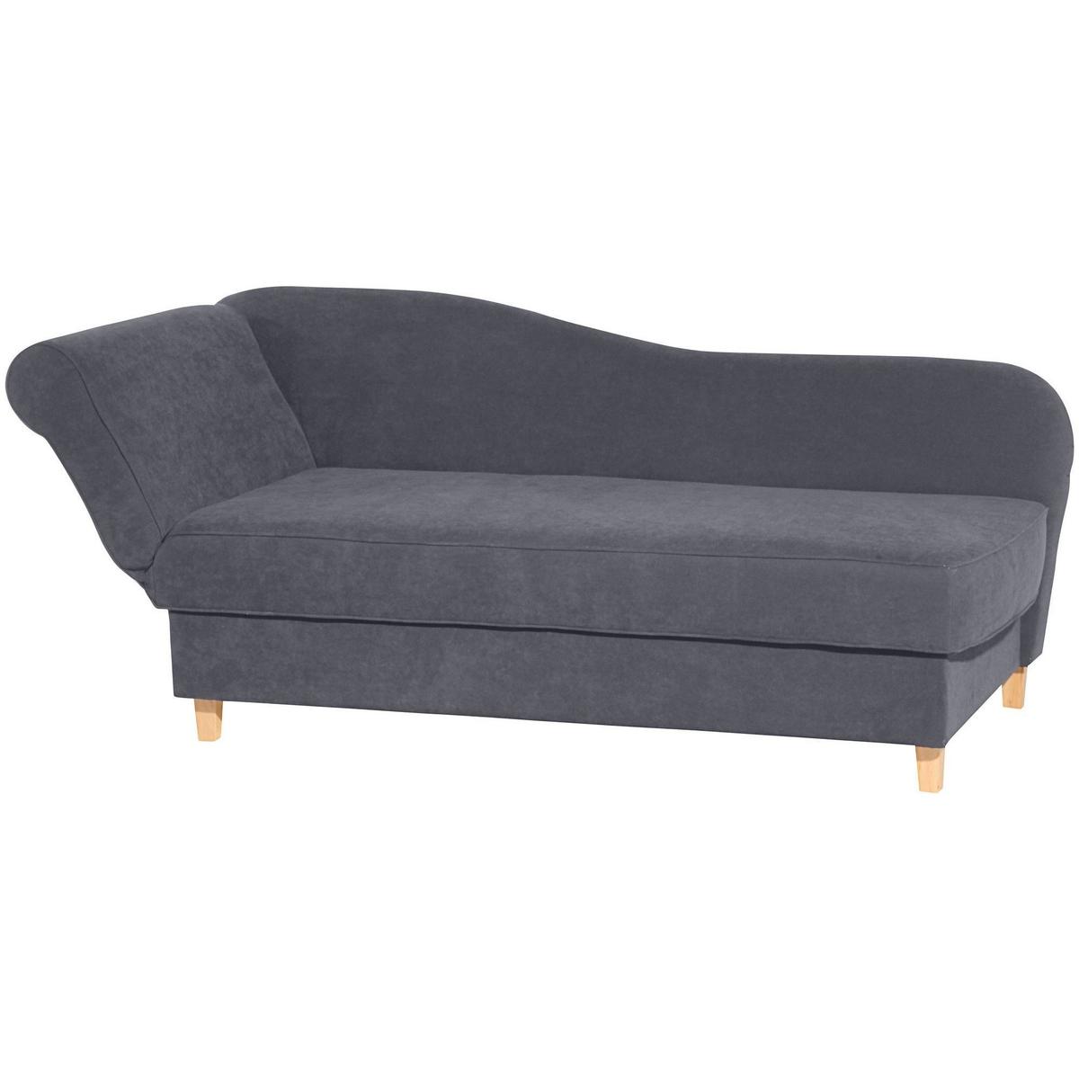 RECAMIERE mit Armteil links klappbar Katia Bezug Veloursstoff Buche natur / anthrazit - Grau, Kunststoff (190/82/88cm) - 58aufmkessel