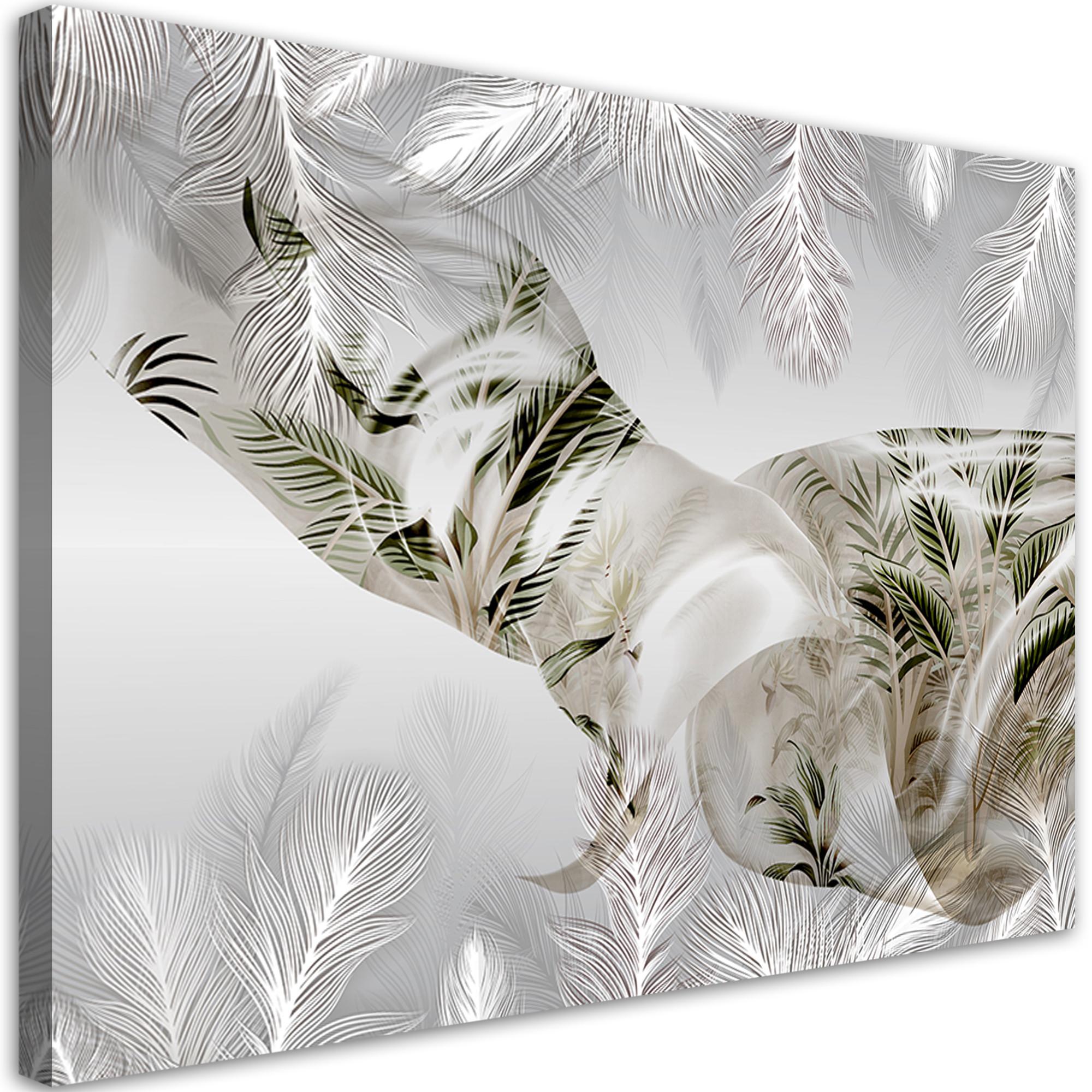 WANDBILD palmen blätter abstrakt 3d - Weiß, Textil (60/40cm) - Feeby