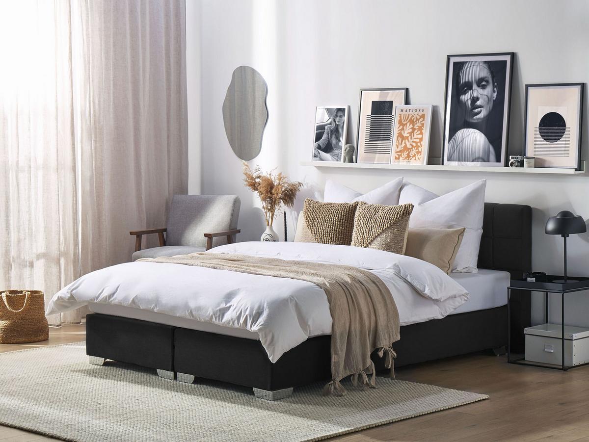 BOXSPRINGBETT 160/200cm Schwarz Admiral - Schwarz, Textil (160/200cm) - Beliani