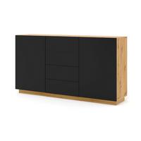 KOMMODE Artisan Eiche, Schwarz 164/89/41 - Schwarz, Holzwerkstoff (164/89/41cm) - RAUMHIRSCH FURNITURE