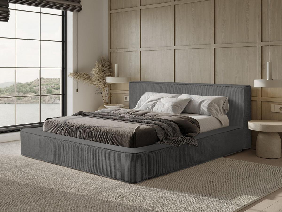 POLSTERBETT Modesto In Lincoln - Anthrazit, Holzwerkstoff/Textil (180/200cm) - Fun Möbel