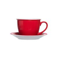 MILCHKAFFEE TASSE MIT UNTERTASSE Doppio Rot 350 ml - Rot, Keramik (17/11/17cm) - Ritzenhoff Breker
