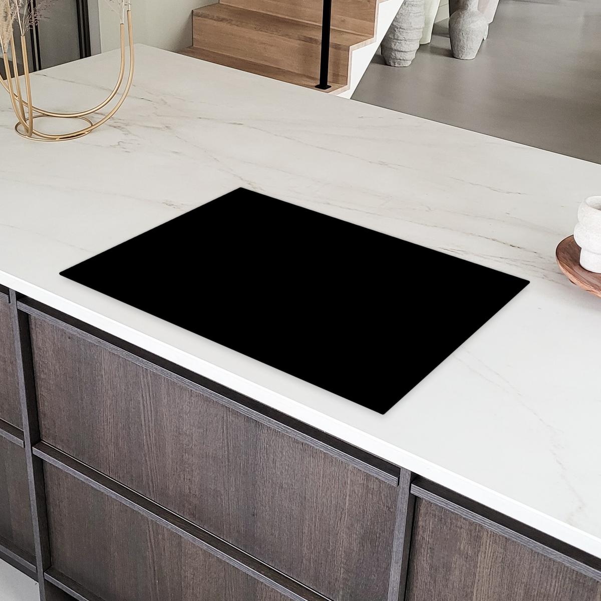 HERDABDECKPLATTE Schwarz - Einfarbig Induktionsschutz 81.6x52.7 cm - Schwarz, Kunststoff (81.6/52.7/0.2cm) - MuchoWow
