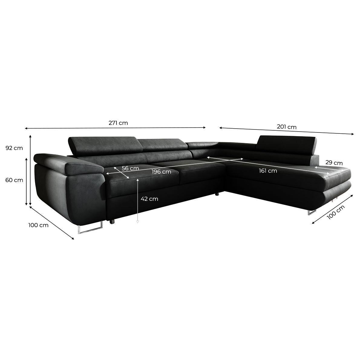 ECKSOFA Lyam 4 Sitzplätze Schwarz - Schwarz, Textil (271/201cm) - Petits-meubles