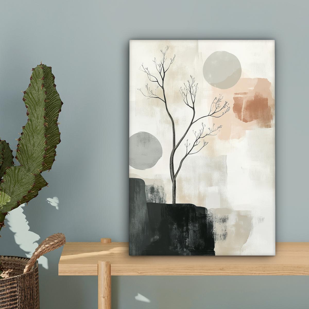 LEINWANDBILD Wabi sabi - Beige - Pflanze Deko Wohnzimmer 20x30 cm - Sandfarben, Textil (20/30cm) - MuchoWow
