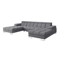 WOHNLANDSCHAFT mit Schlaffunktion und Bettkasten COMA U2 345x203x79 Grau Velours - Grau, Holzwerkstoff/Textil (345/79/203cm) - ALTDECOR