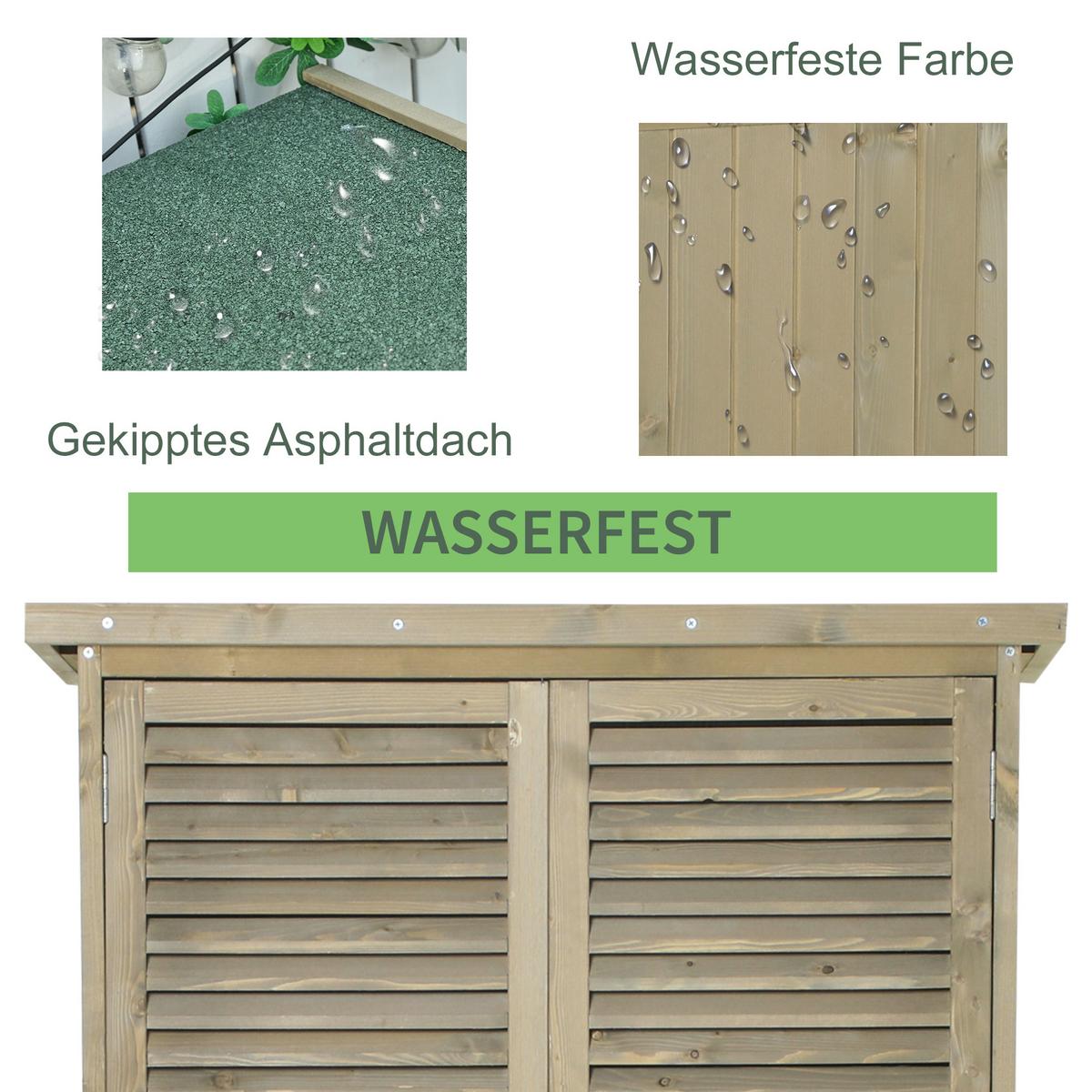 GERÄTESCHUPPEN Gerätehaus Geräteschrank, 4 Fächer, Kiefer, Tannenholz, Grau - Grau, Holz (46.5/160/87cm) - Outsunny