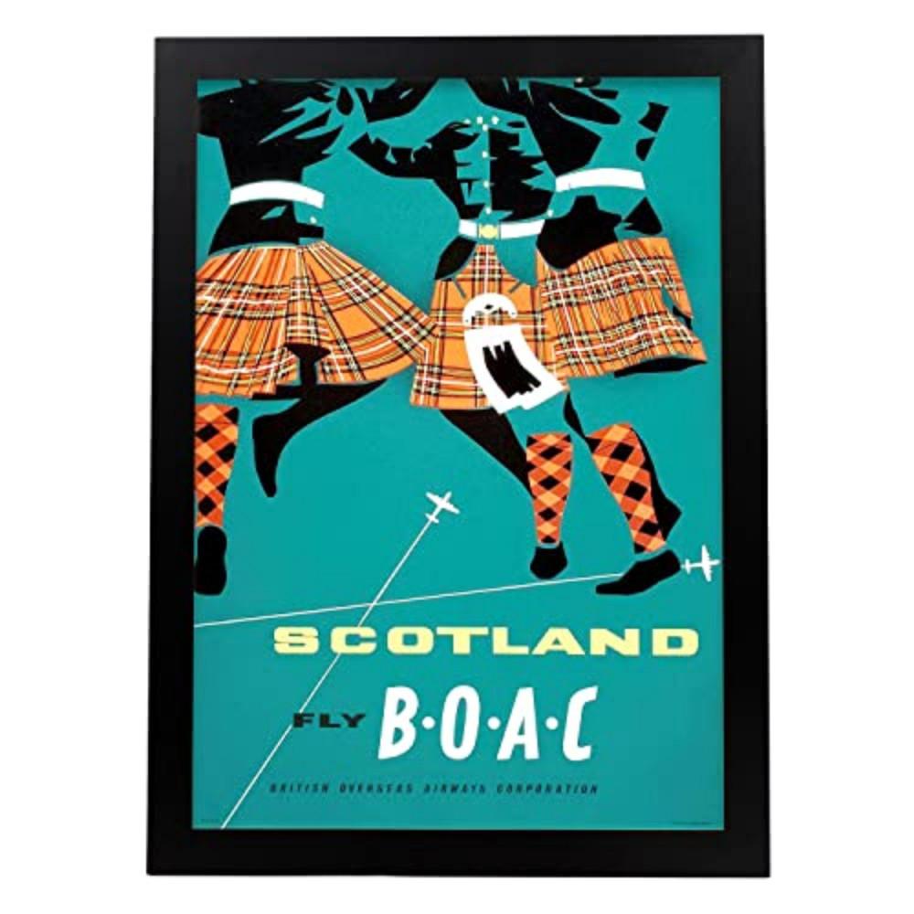 POSTER Flüge Nach Schottland A3 Schwarzer Rahmen - Schwarz, Papier (29.7/5/42cm) - Nacnic