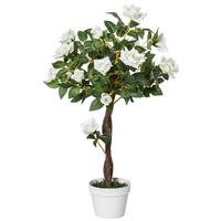 KÜNSTLICHE Rosenpflanzen groß 90 cm Kunstpflanze Rosenbaum für Wohnzimmer - Weiß, Kunststoff (90cm) - Outsunny