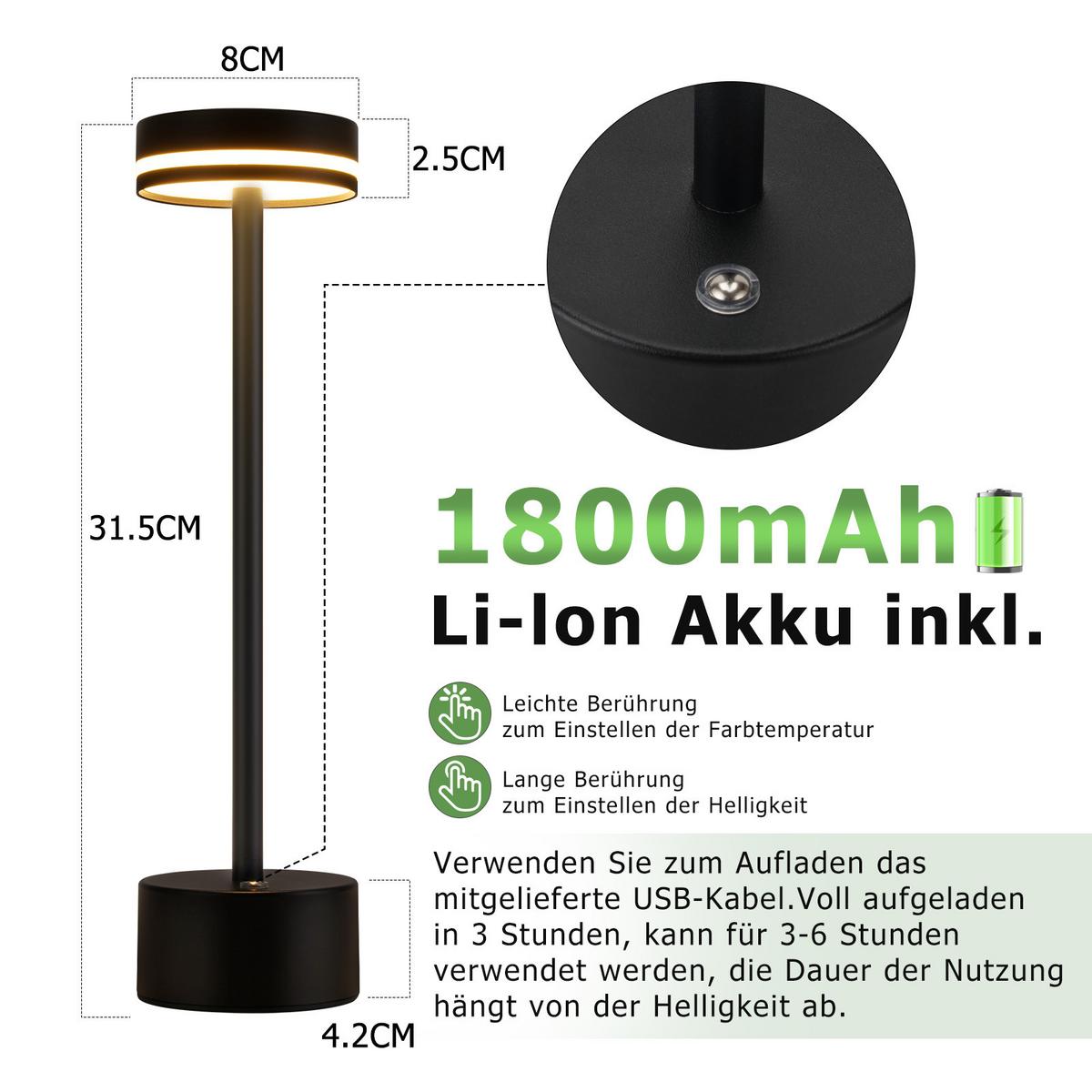 TISCHLEUCHTE Blinkert 8/8/31.5 cm - Schwarz, Kunststoff/Metall (8/8/31.5cm) - ZMH