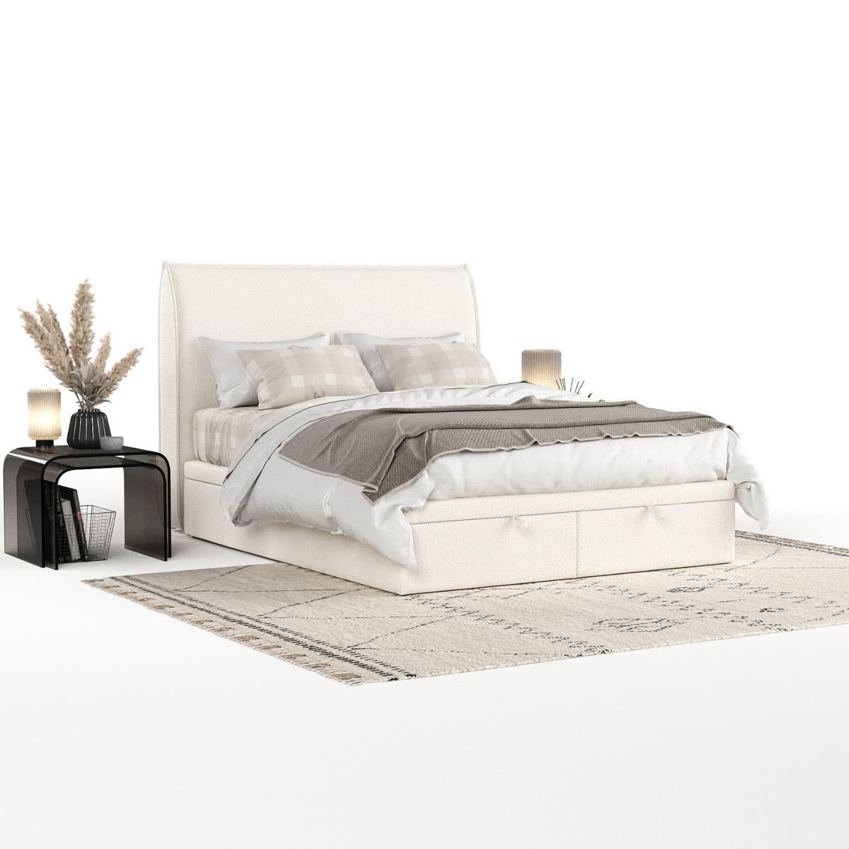 POLSTERBETT Tuvalu mit Stauraum 160/200 cm Creme im Alta Stoff - Creme/Schwarz, Holz/Holzwerkstoff (160/200cm) - AltaBeds