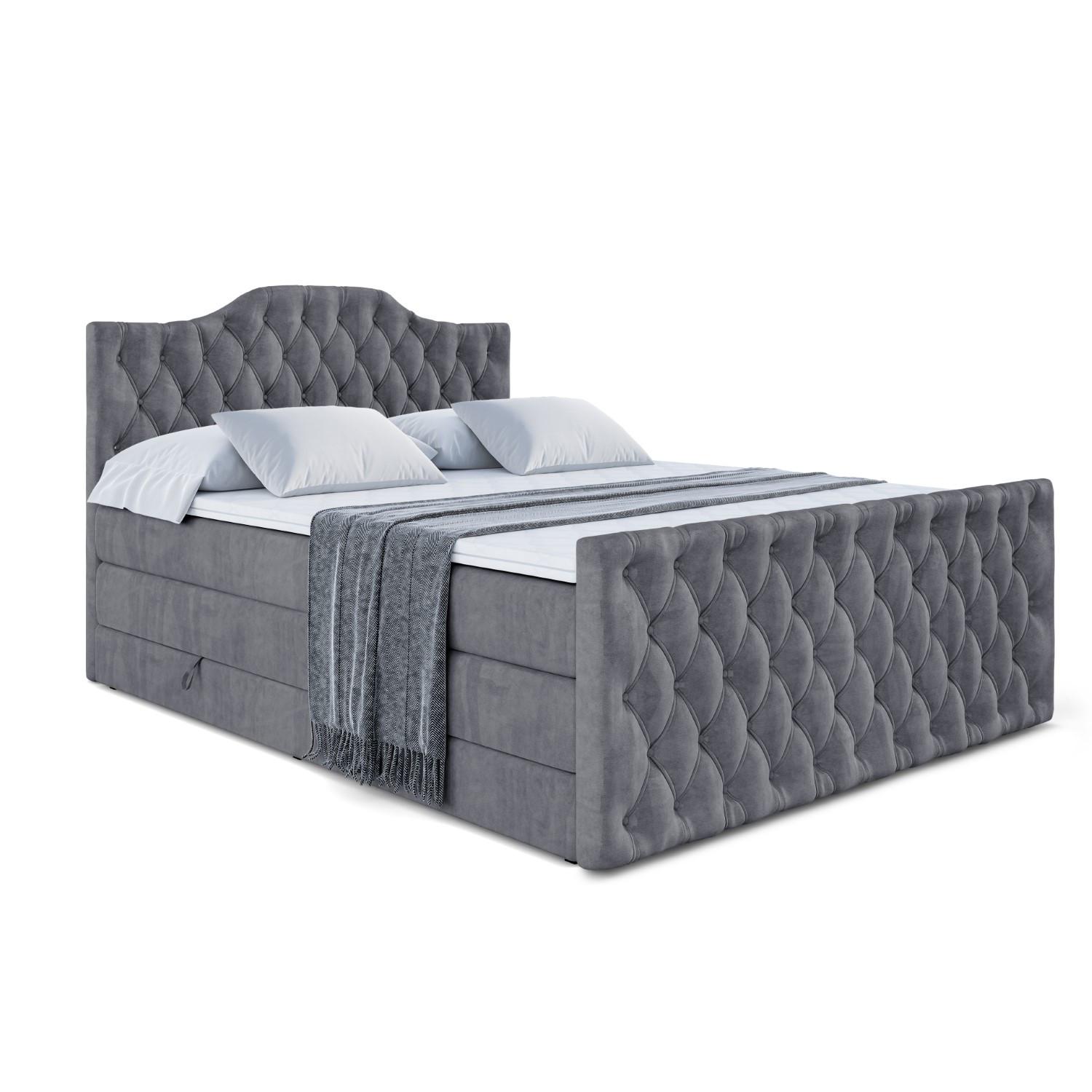 BOXSPRINGBETT VILA-1-Z KING - 140x200 - H3/H4 - Dunkelgrau - Dunkelgrau, Holzwerkstoff (140/200cm) - ALTDECOR