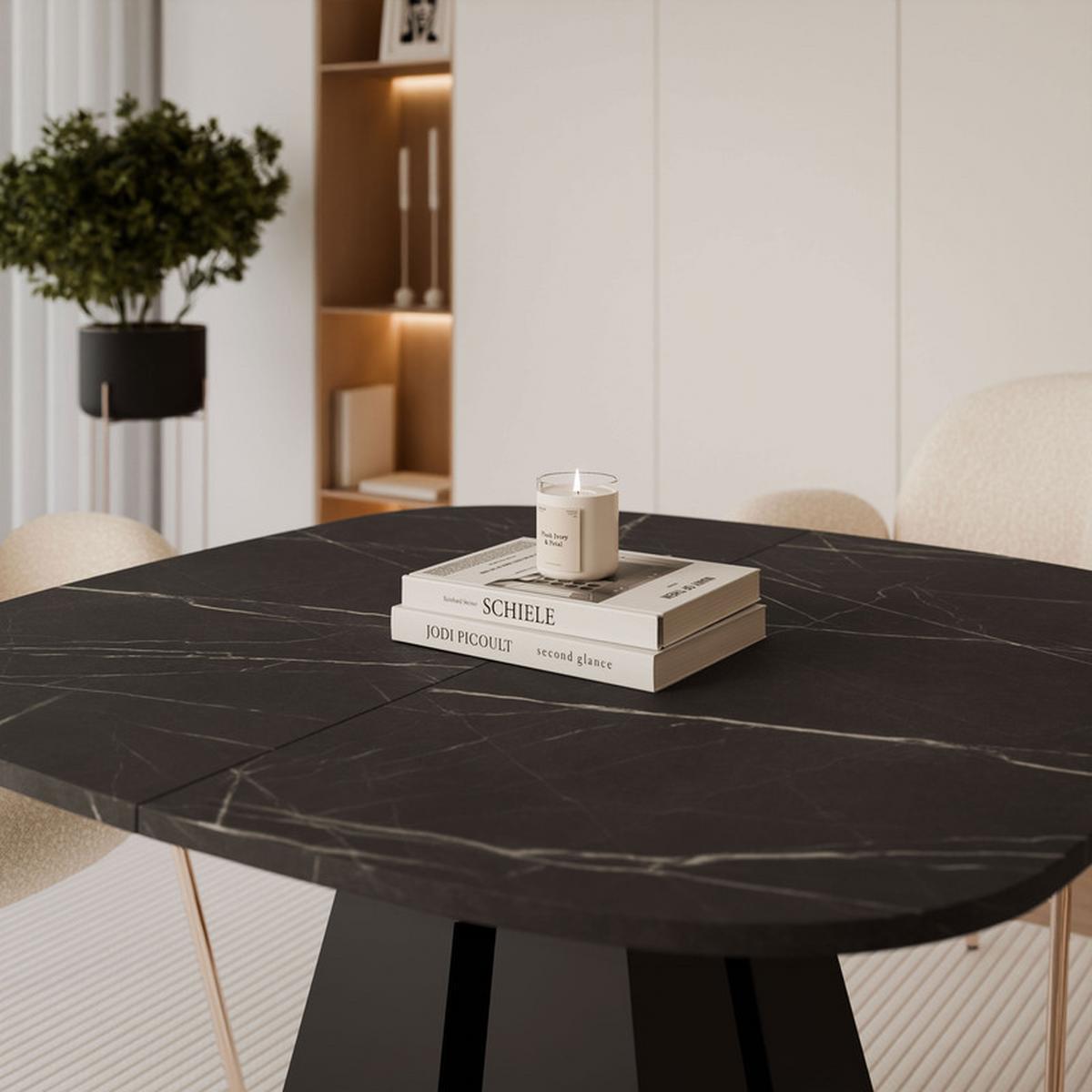 AUSZIEHTISCH ZELO 120/60/76 cm, Schwarz / Grigia Pietra (Steingrau) - Schwarz/Grau, Holzwerkstoff/Metall (60/120/76cm) - Idohome
