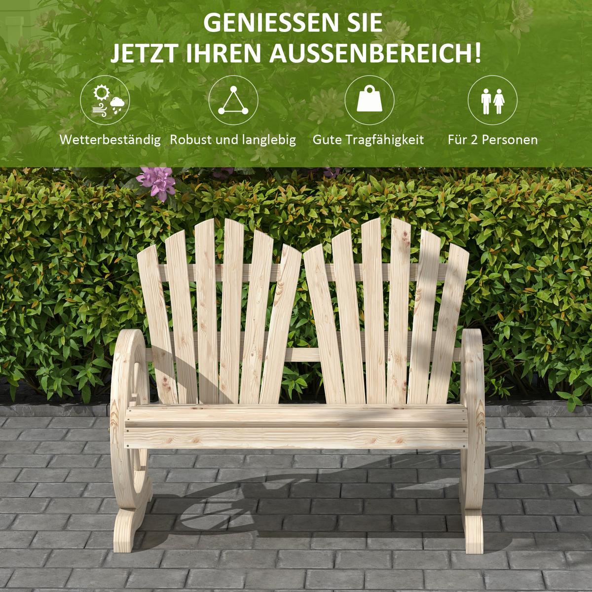 GARTENBANK mit Armlehne Sitzbank Gartenmöbel Massivholz Naturholz - Fichtefarben, Holz (66/95/108cm) - Outsunny