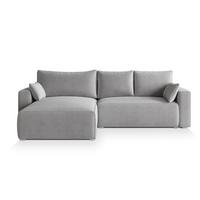 ECKSOFA FORIL P Hellgrau Kordstoff mit Schlaffunktion - Hellgrau/Grau, Holz/Kunststoff (265/178cm) - MASSENO