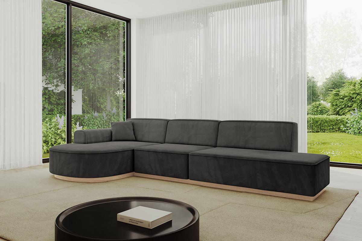 ECKSOFA Ottomane Links ARRIO-L2 - 328x171x83 cm Dunkelgrau - Dunkelgrau, Holzwerkstoff/Textil (328/171cm) - ALTDECOR