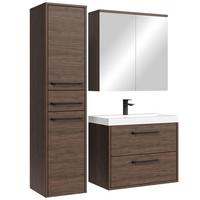 BADMÖBEL-SET Florence 4 Teile Walnuss Braun - 60 x 35 x 51 cm - Eichefarben, Holz (60/51/35cm) - Badplaats