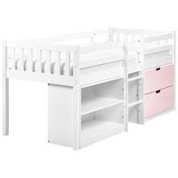 MITTELHOCHBETT Weiß-Rosa 90-200 cm Susville - Pink/Weiß, Holz (90/200cm) - Beliani