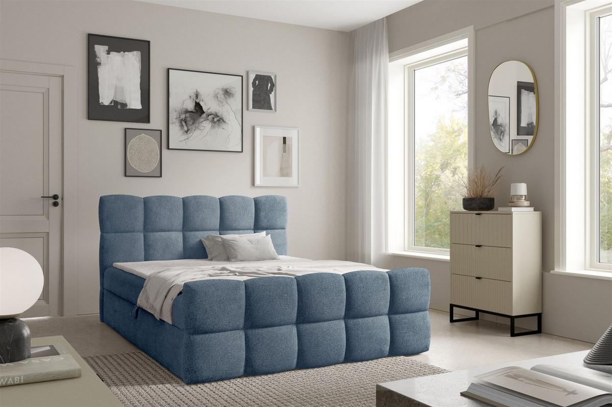 BOXBETT Satine - Hellblau, Holzwerkstoff/Textil (120/200cm) - Fun Möbel