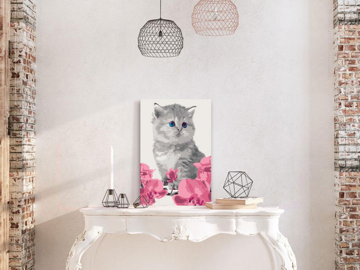 MALEN NACH ZAHLEN 40/50 cm - Pink/Grau, Textil (1.4/50cm) - KUNSTLOFT