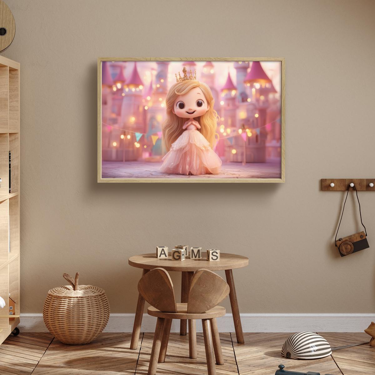WANDLEUCHTE MIT AKKU Prinzessin - Rosa - Schloss 90x60 cm - Rosa, Holzwerkstoff (90/60/8cm) - OnlyWow
