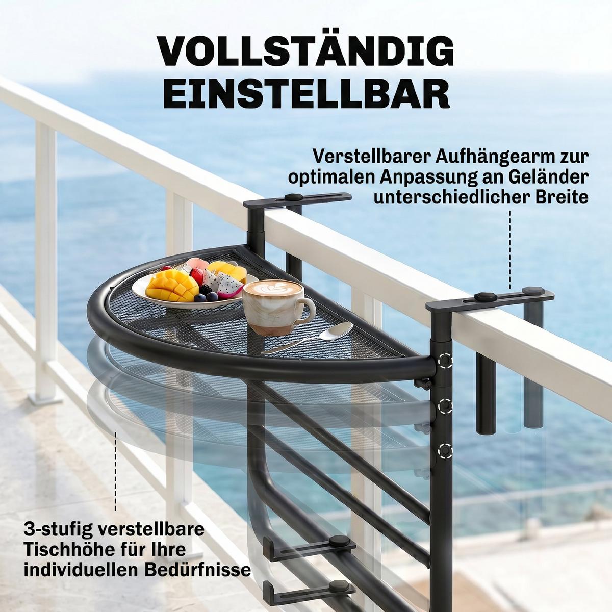 BALKONHÄNGETISCH, Schwarz, Metall - Schwarz, Metall (60/47/50cm) - Outsunny