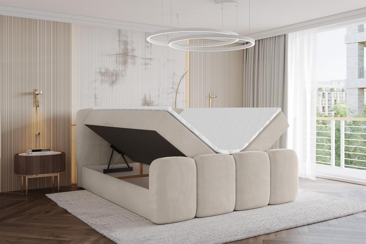 BOXBETT mit Matratze H4 und Lattenrost - NINA-Z - 180x200 cm Casablanca - Beige - Champagner, Holzwerkstoff (180/200cm) - ALTDECOR